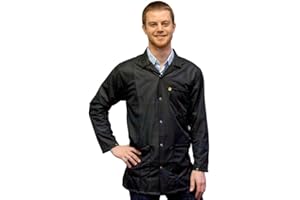 StaticTek Static Control ESD Shielding Collared Lab Coat with Snap Cuffs Durable Medium Weight Fabric Certified Level 3