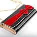 SHOW STORY Dazzling Women's Girls Bow Two Tone Flap Clutch Bag Evening Bag With Detachable Chain,FB90014