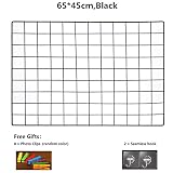 ShouYu DIY Grid Photo Wall,Multifunction Wall Mounted Ins Mesh Display Panel,Wall Art Display Organizer,Memo Board (65 x 45cm,Black)