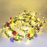 eVmo Set of 4 LED Flower Wreath Headband - Crown Floral Garland Bohemia for Festival Wedding Beach Park Party Child Headdress LE01