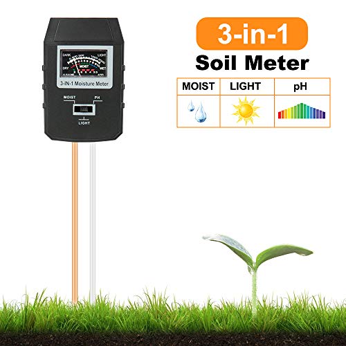 Mosthink Soil Moisture Meter, 3-in-1 Moisture ph Light Tester, Plant Water Soil Monitor Testing Tool Kit for Garden, Lawn, Farm,Indoor/Outdoor (No Battery Needed)