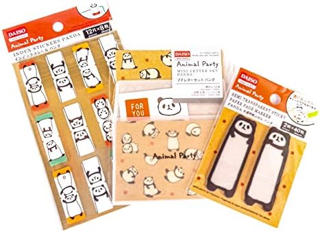 Animal Party Panda Collection 3 Set（Index Stickers/Mini Letter Paper And Mini Envelopes/Transparent Paper Sticky note）