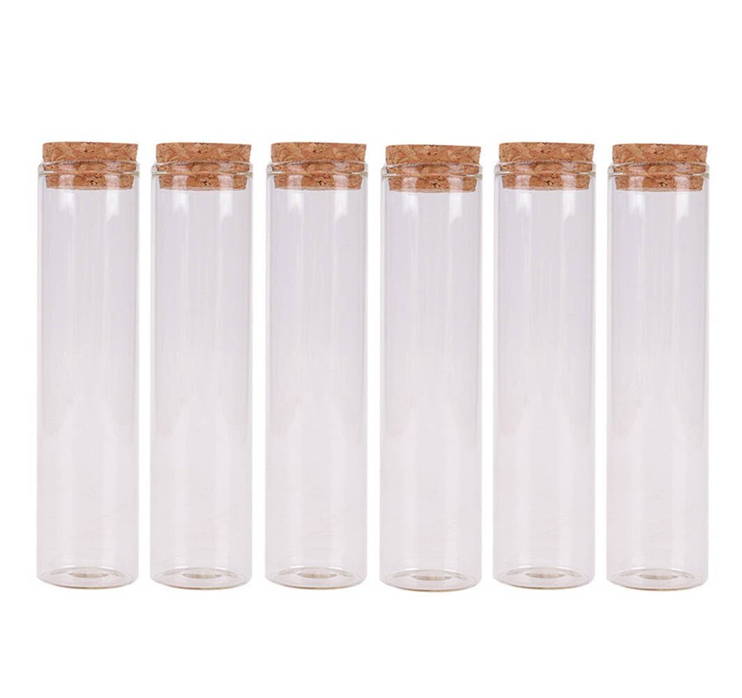 QUUPY 10Pcs 60ML/2oz Glass Test Tubes with Cork Stoppers Transparent Jar Bottle for Storage Containers Plant Grow Bath Salt