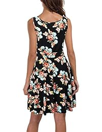 Vestido de verano con muelles sin mangas, casual con flores, para mujer