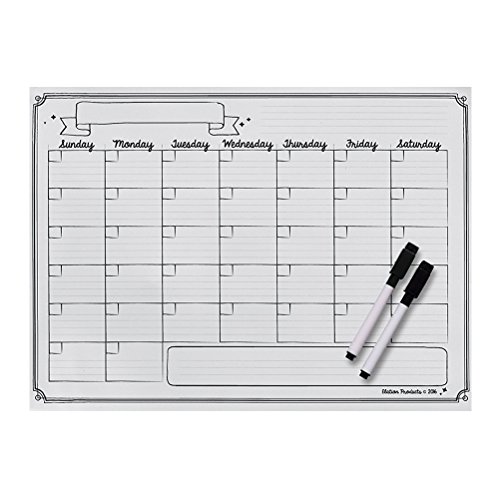 Magnetic Refrigerator Calendar, Dry Erase Monthly Calendar with 2Markers, Waterproof Grocery List Organizer Board Planner For Kitchen, Black