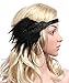 BABEYOND 1920s Flapper Headband Roaring 20s Great Gatsby Headpiece Beaded Black Feather Headband 1920s Flapper Gatsby Hair Accessories