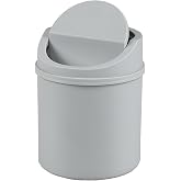 Eagrye 0.5 Gallon Mini Desktop Trash Can, Swing-top Tiny Garbage Can, Gray | Lightweight Plastic, Flip Swing-Top Lid, Compact Round Shape, Perfect for Bedroom, Office, Bathroom Desktop Waste Storage