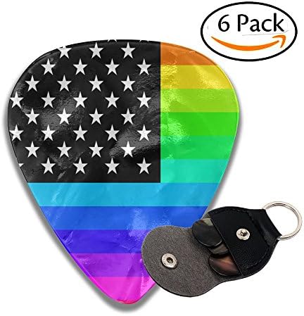 VisionToto Plectrums American Multicolored Flags 351 Shape Fashion Medium Celluloid Guitar Pick Bass Piano 6 Pack