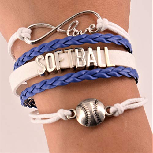 Embolden Jewelry Softball GIFT SET - I Love Softball Wrap Bracelet (1) + Softball Thread Headbands (3)