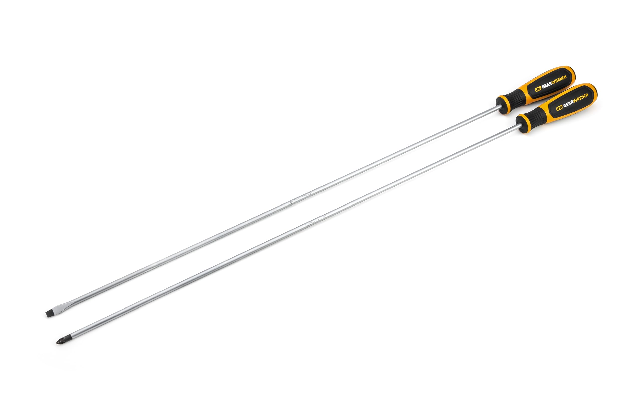 GearWrench 80068H Phillips/Slotted Dual Material Screwdriver Set, 2 Piece Extra Long Blade