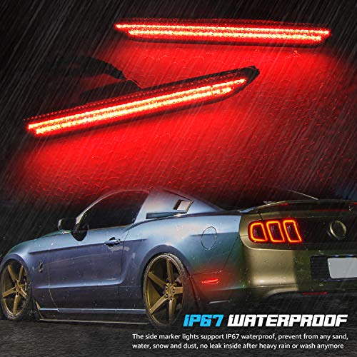RUXIFEY Smoked LED Side Marker Lights Rear Sidemarkers Compatible with 2015-2019 Ford Mustang Red - Pack of 2