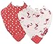 Nuby Reversible 100% Natural Cotton Muslin Teething Bib, Flamingo, Flowers, Pink, Green, 2 Count
