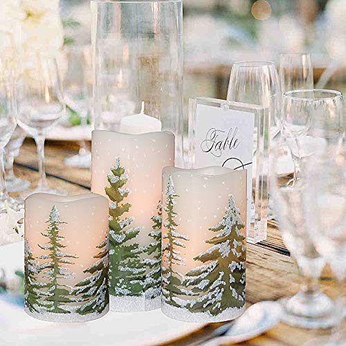 Eldnacele Green Tree Christmas Deco Flameless Flickering Candles with