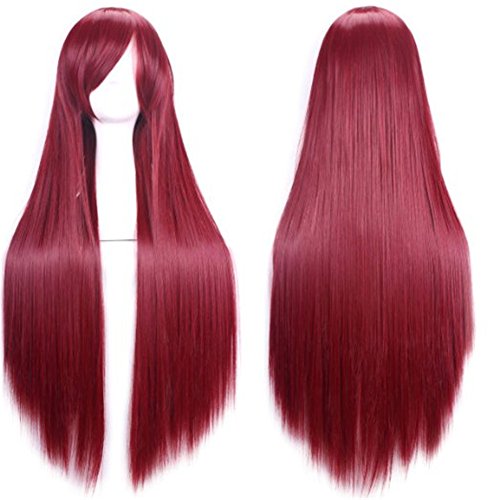 32" Long Straight Anime Cosplay Hair Wig Synthetic Costume Party Full Wigs