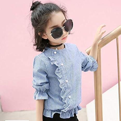 Amazon Co Jp 格安 キッズ19春夏 シャツ 子供服韓国女の子 ブラウス カジュアル系 ストライプ柄 110 160選択可 Home Kitchen