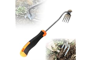 SENOY Weeding Artifact Uprooting Weeding Tool, 2024 Upgrade 4 Teethes Dual Purpose Manual Multifunctional Weeders Tool Weed Pulling Tool Manganese Steel Garden Hand Weeder Tool with Handle