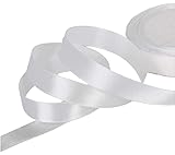 15mm White Double Sided Satin Ribbon, Full 25 Yard Roll/Reel-Ribbons for Craft, Bows, Weddings, Costumes, Trimming Room Decor, Decorating, Party Arrangements, Gift Wrapping, Art Projects