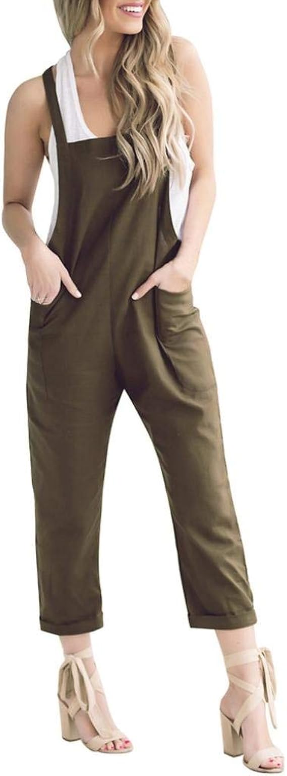 Jumpsuit Damen Lang Elegante Lässig Taschen Vintage Festival Mit