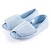 Git-up Women Diabetic Slippers/W Arthritis Edema Adjustable Closure Memory Foam House Shoes Open Toe 9#,Blue