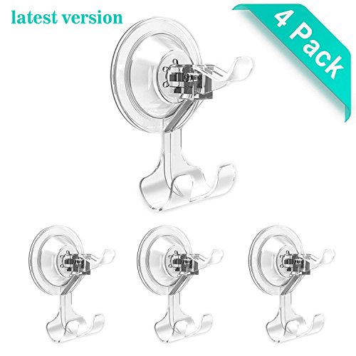Suction Hook LUXEAR Transparent Reusable Hook Super Heavy Duty Adhesive Bathroom Livingroom Kitchen Hook No Scratch Waterproof Oilproof Kitchen Wall Hanger (4 pcs Transparent) - Thumbnail 7
