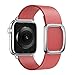 SIRUIBO Leather Band for Apple Watch 38mm 40mm Women, Modern Buckle Replacement iWatch Strap Wristband for Apple Watch Series 4 3 2 1 (Peony Pink)