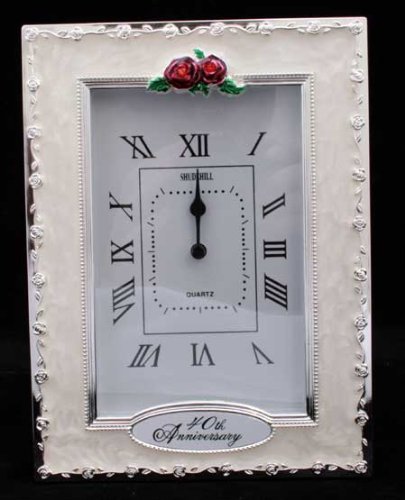 Shudehill Giftware Clocks - 40th Anniversary Ruby Wedding Celebration Quartz Table Clock