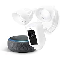 Ring Floodlight Camera (White) with Echo Dot (Charcoal)