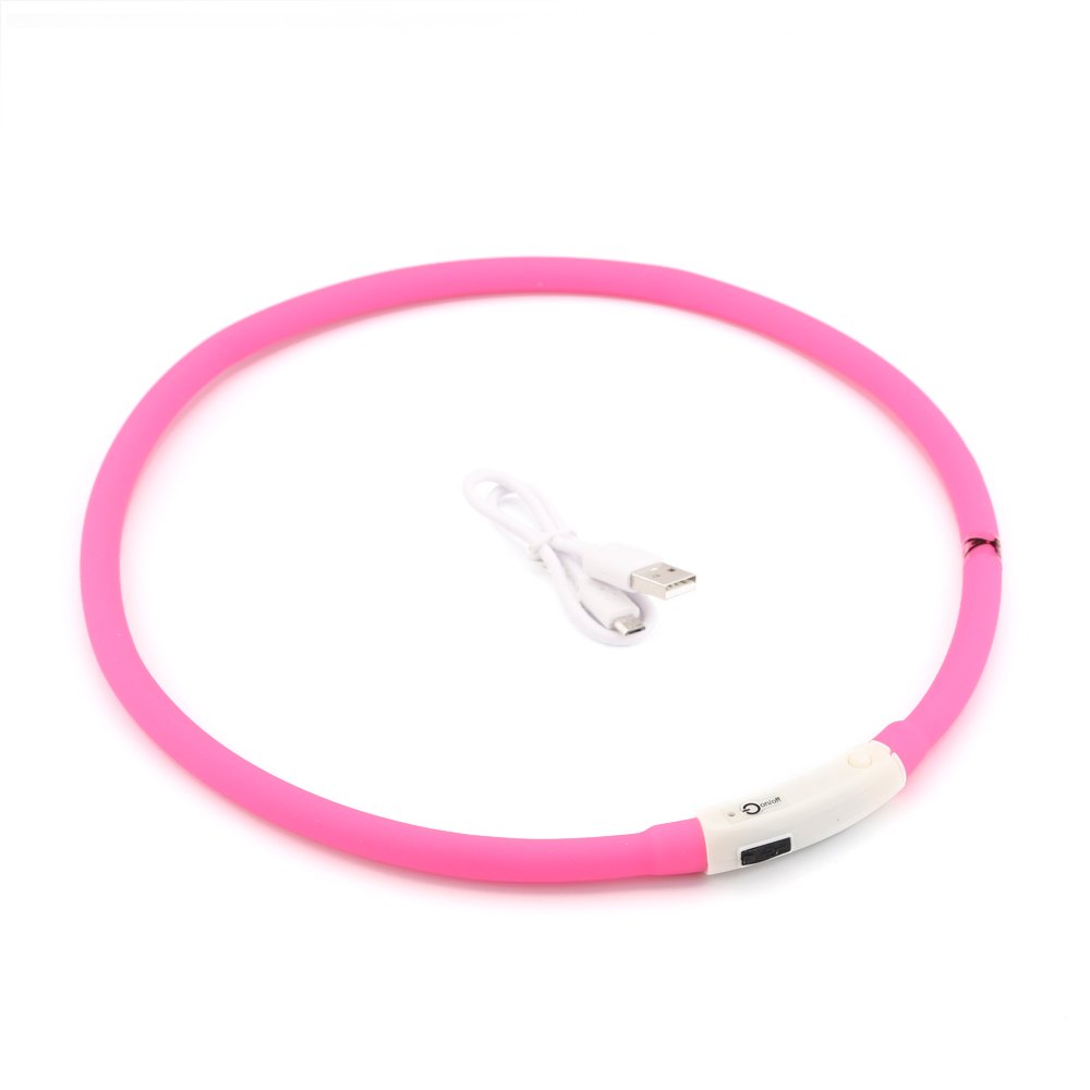 ZOGIN Collar de perro LED, collar de seguridad recargable USB para perro gato y otro animal doméstico, color rosa