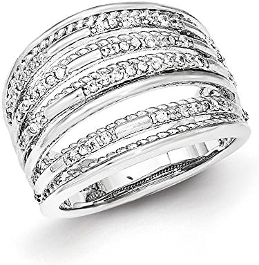 925 Sterling Silver Rhodium-plated CZ Rope Multi Row Ring Size 6