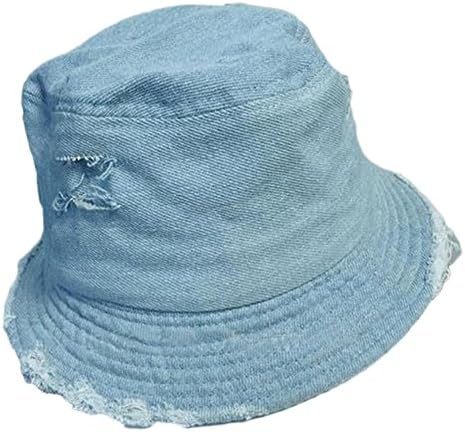 Youtei Damaged Denim Hat (M 56-58cm (22.04-22.83inch), Light Blue Denim)
