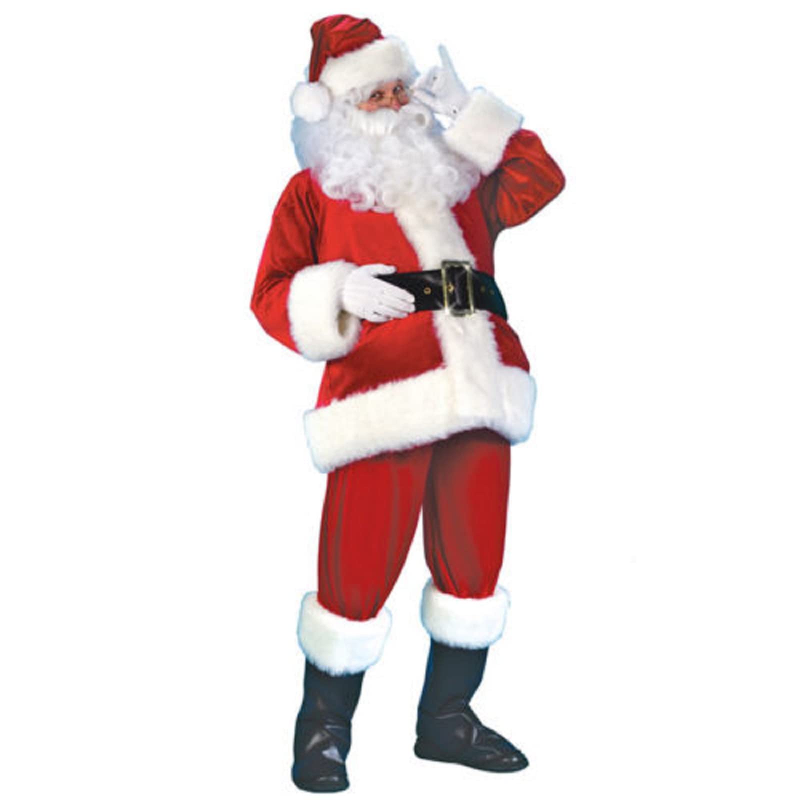 Edhomenn Men 's Santa Costume Set Christmas Cosplay Costumes Red Santa Claus Suit (01 White, L)