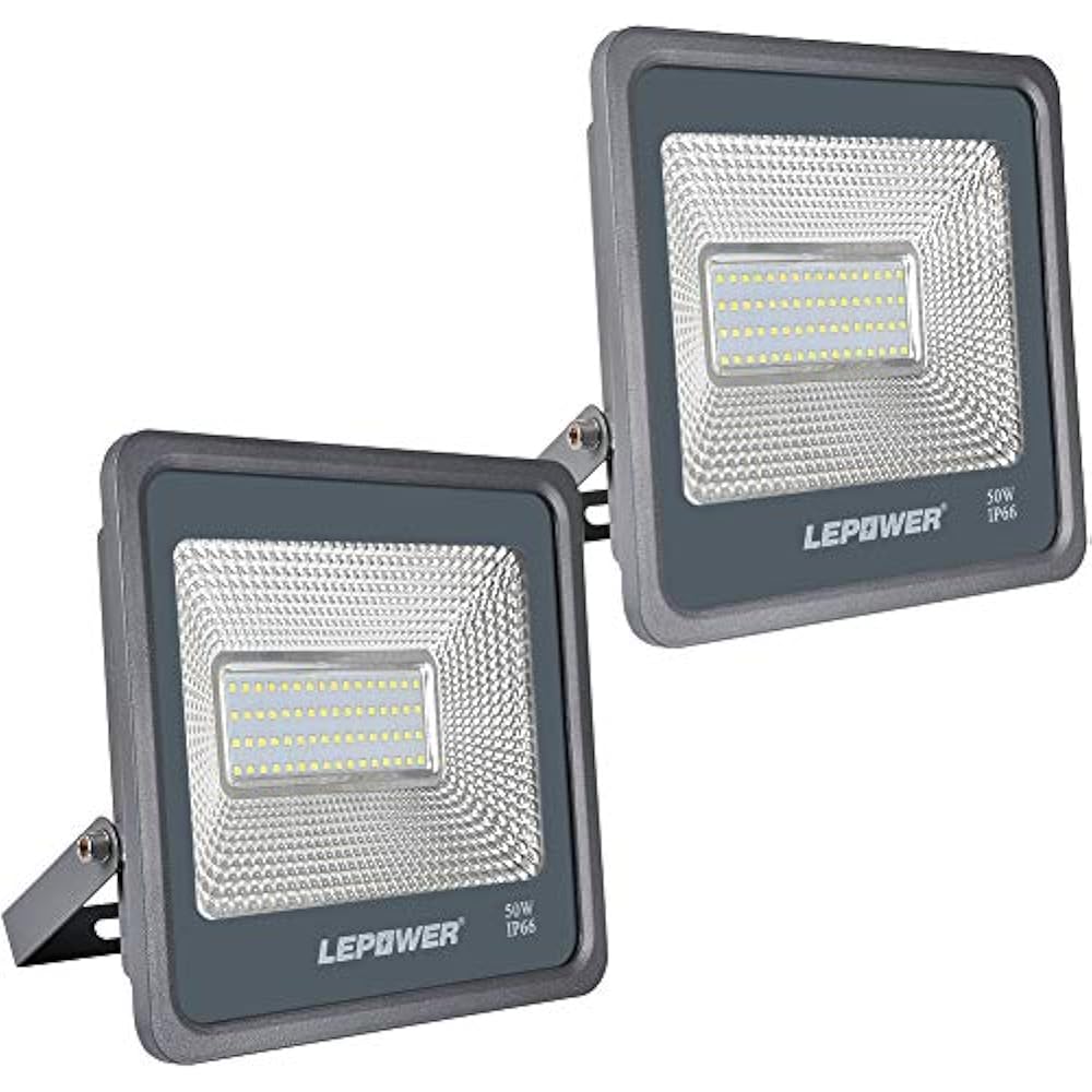 50W LED Flood Light Outdoor, 5000lm Super Bright Work With Plug, 6000K