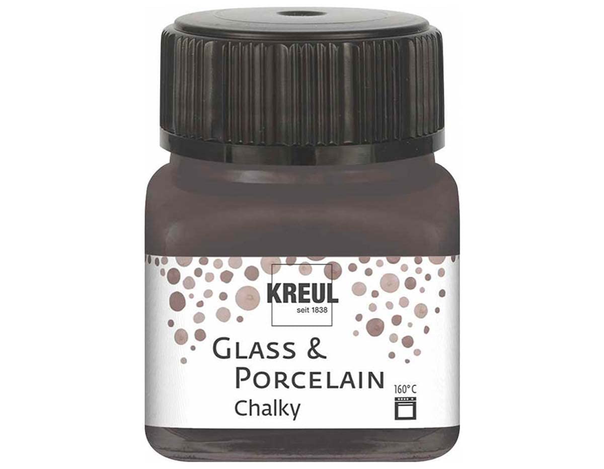 Kreul 16644 - Glass & Porcelain Chalky Volcanic Grey, 20 ml Glass, Soft, Matte Glass and Porcelain Paint Water-Based, Quick-Drying, Opaque