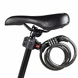 Bike Lock,OUTERDO Bicycle Cable Lock Combination Resettable Lightweight Cycling Locks Self Coiling Electric Vehicle Anti-theft Cycle Chain Lock with Mounting Bracket 3.2-Feet x 1/2 Inch