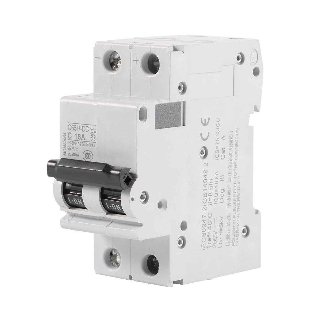 Circuit Breaker - VIFER DC250V 2-Pole Low-voltage Miniature Circuit Breaker Solar Energy Switch 16A/32A/63A 1PC (16A)