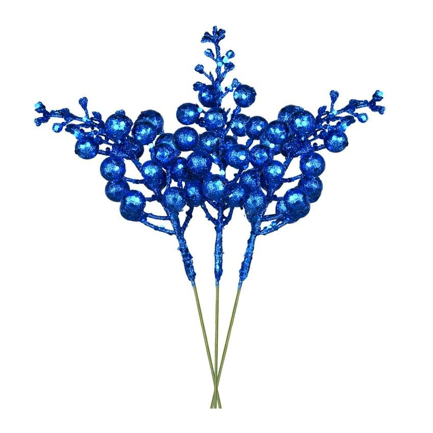YYCRAFT Glitter Berries Stems, Artificial Berries Picks for Christmas Tree Ornaments, DIY Xmas Wreath, Crafts, Holiday and Home Decor(16 Pack, Royal) — image 1