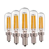 T25 4W Tubular LED Bulb,Edison LED Filament Pendant Lighting, Vintage E12 Candelabra Base LED Light,40w Incandescent Replacements,Warm White 2700K, Dimmable Night Light Bulbs,5 Pack