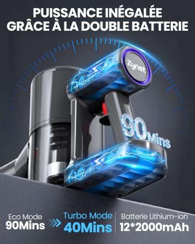 DP2 Dual Battery Cordless Broom Vacuum Cleaner, 48KPa/90Min/600W, LED Display, Telescopic Tube, Freestanding, Greeneye Light, for Cleaning Home, Pet Hair, Carpets and Hard Floors