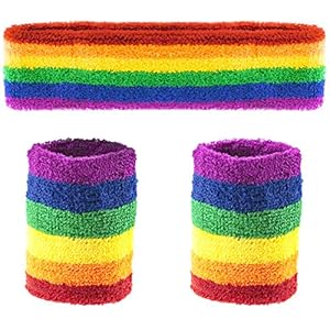 TRIXES Rainbow Sports Headband and Sweatband – One Adult Size Unisex – Exercise Fun Sport Runs- Pride Events