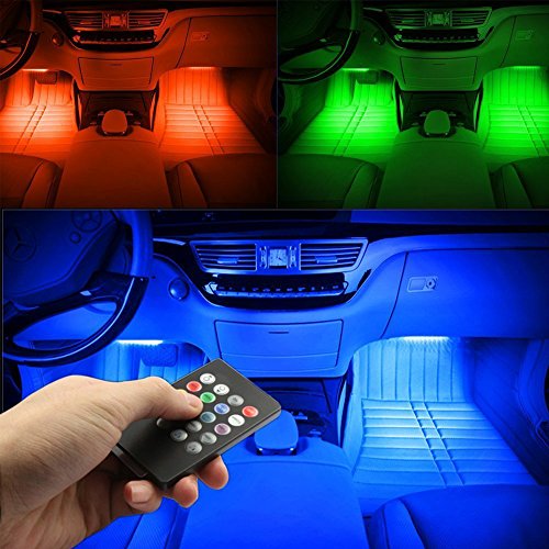 Car LED Interior Decorative Strip Lights, DC 12V (72 LEDs) Multicolor Music Active Car Strip Lights Under Dash Lighting Kit with Sound Active Function and Wireless Remote Control - Thumbnail 5