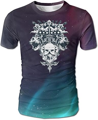 SUMME MAOW Gentlemans Sword Cross Skulls Fight Or Die Novelty Printed Tops Short Sleeves