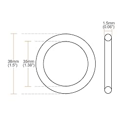uxcell Fluorine Rubber O-Rings, 38mm OD 35mm ID