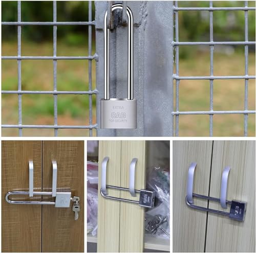 Elvyagod Lengthened Padlock with 4 Keys, 6.4 Inch Long Shackle Padlock Heavy Duty Lock Waterproof High Security Outdoor Padlock for Warehouses Container Doors Garage Shed