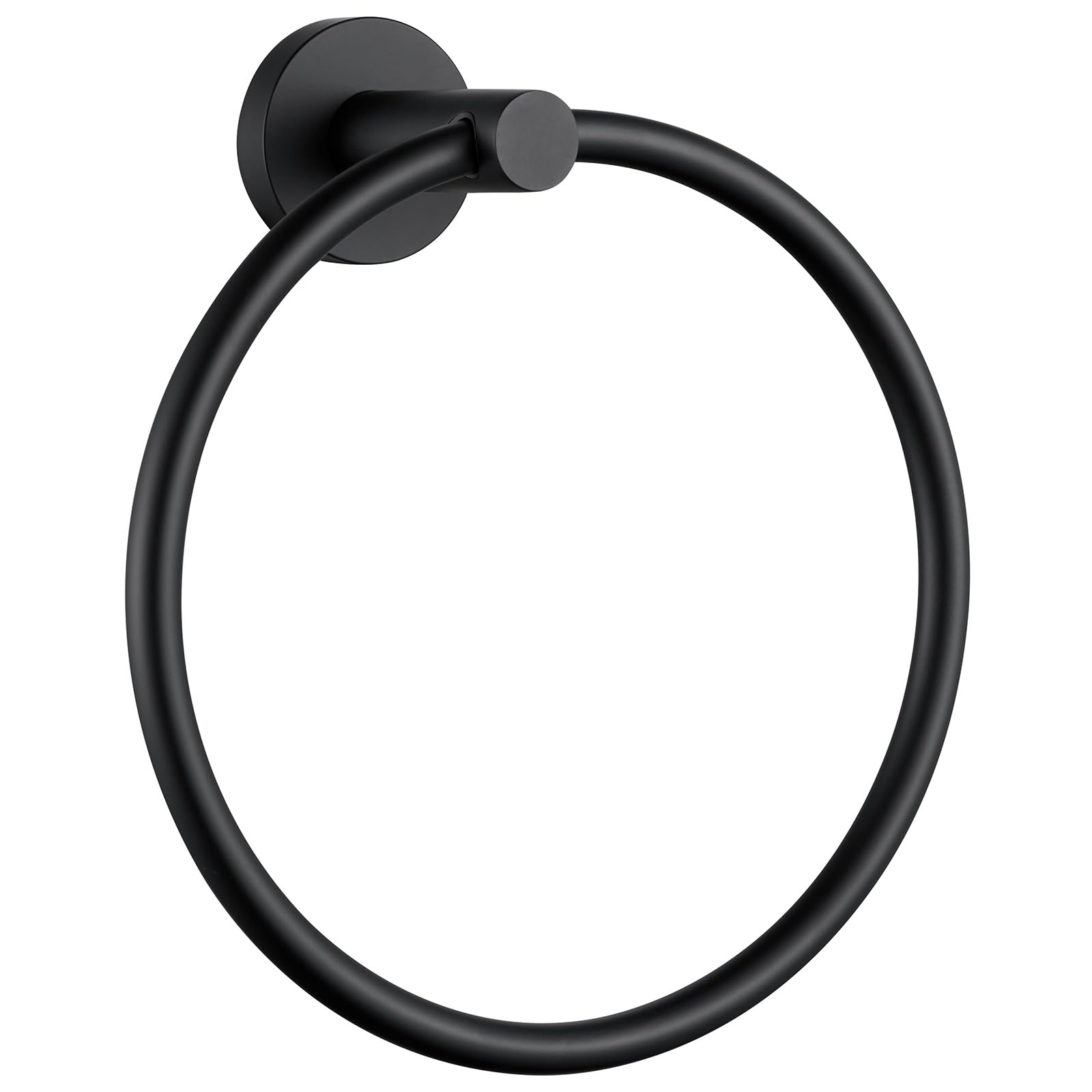 Angle Simple Towel Ring Matte Black, Stainless Steel Hand Towel Rack, Bathroom Face Towel Hanger, Round Towel Ring for Wall or Cabinet