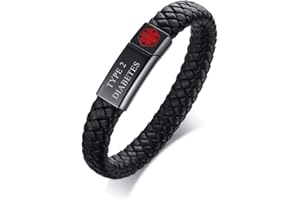 Hisatan Free Custom Engraving Emergency Medical Alert ID Cuff Bracelet for Men Women