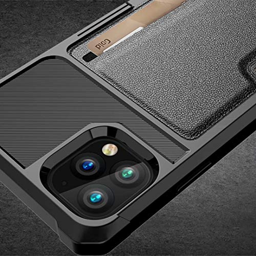 iPhone 11 Pro Max 2019 6.5 Case, Ranyi Carbon Fiber Wallet Case with Credit Card Holder Shock Absorbing Resilient TPU Rubber Defender Protective Case for 2019 6.5 Inch iPhone 11 Pro Max (Black) - Thumbnail 6