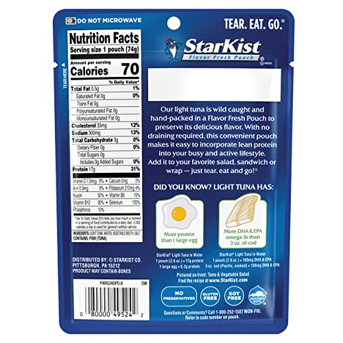 STARKIST CHUNK LIGHT TUNA IN WATER, 2.6 OUNCE (PACK OF 10)