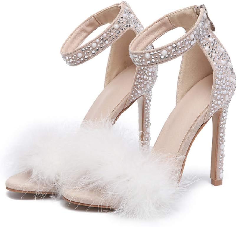 heels with feathers on the back