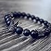 SEVENSTONE 8mm Crown King Charm Bracelet for Men Women Black Matte Onyx Stone Beads