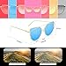 Livhò Sunglasses for Women, Cat Eye Mirrored/Transparent Flat Lenses Metal Frame Sunglasses UV400 (Gold Deep Blue+Gold Red)